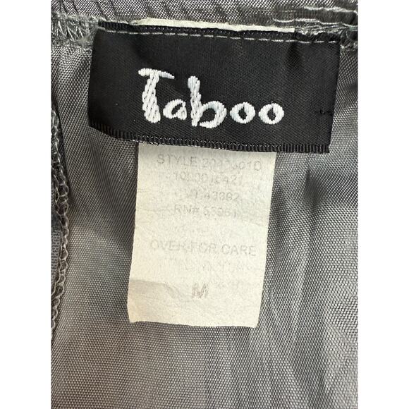 Y2K TABOO USA silver taffeta mini dress with bling collar - Picture 3 of 9